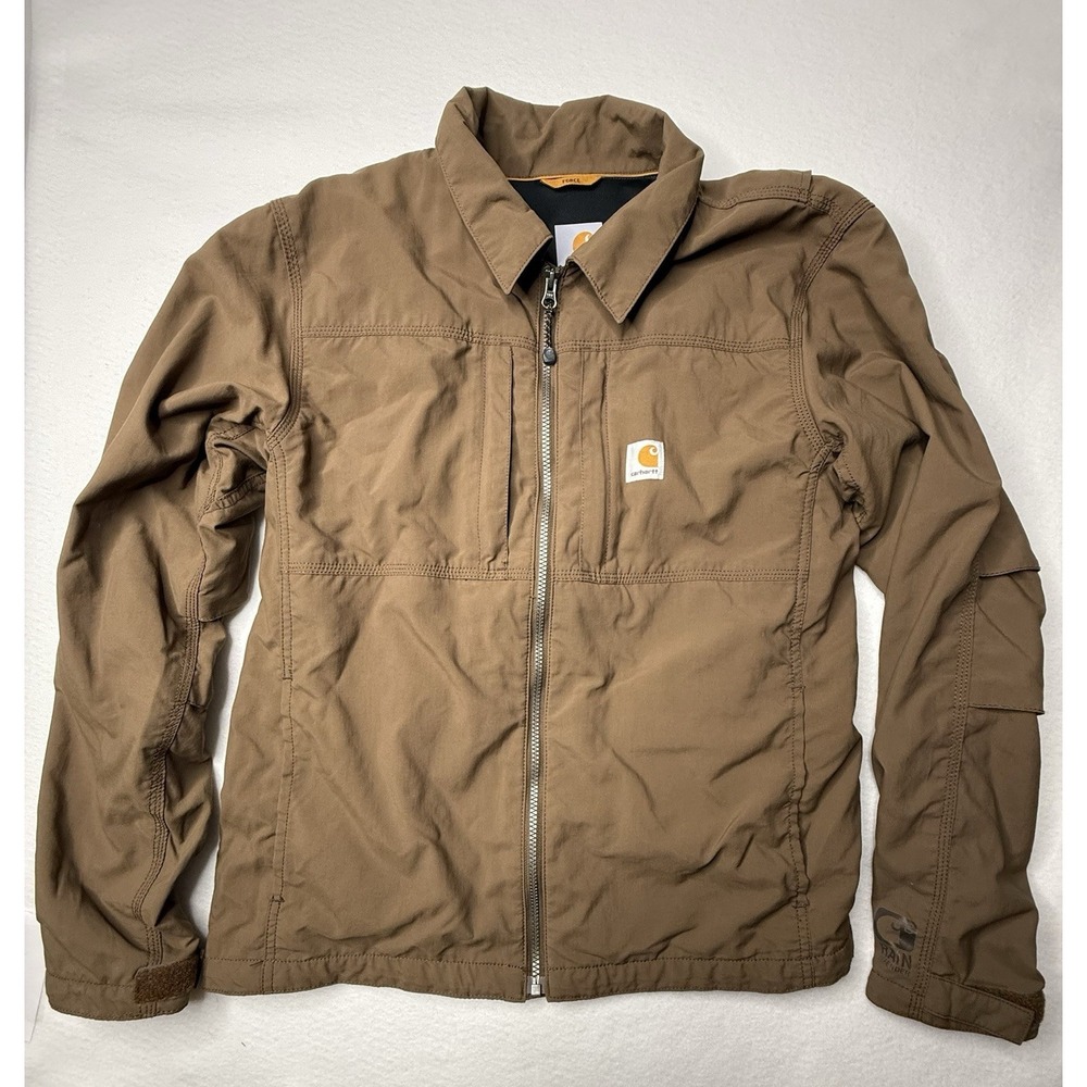 Carhartt FULL SWING Briscoe Jacket Mens Sz Med Brown Storm Defender Rain Coat